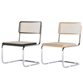 Set of 2 rattan dining side chairs with stainless steel base for modern dining rooms